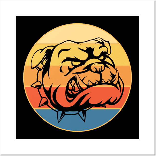 Bulldog Dog Breed Vintage Retro Sunset Wall Art by Inspirational And Motivational T-Shirts